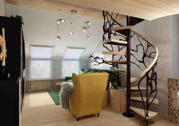 Гостиная и антресольное спальное место. Некрасовка